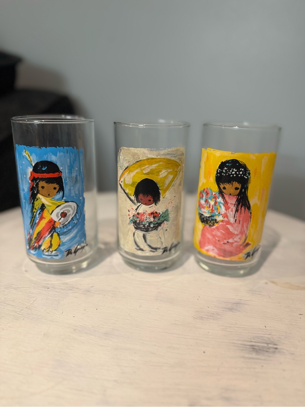 Vintage Libbey DeGrazia Children of the Southwest Glass Tumblers - Set of 3